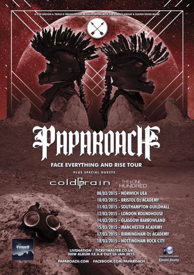The One Hundred announced as opening band on Papa Roach UK tour