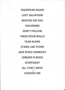 Set list 001