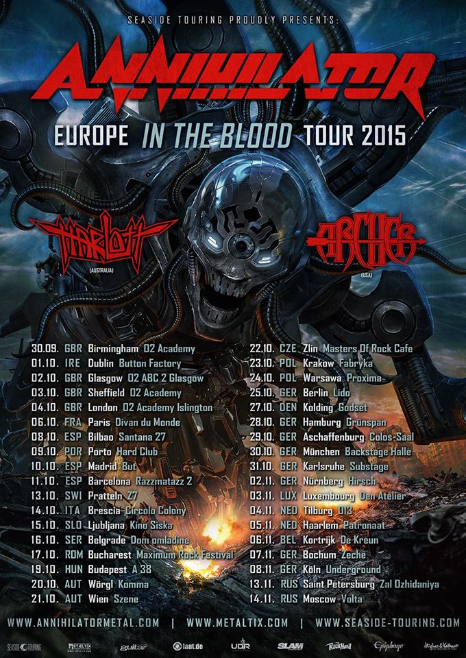 Annihilator supported by Harlot and Archer @ Hard Club – Portugal