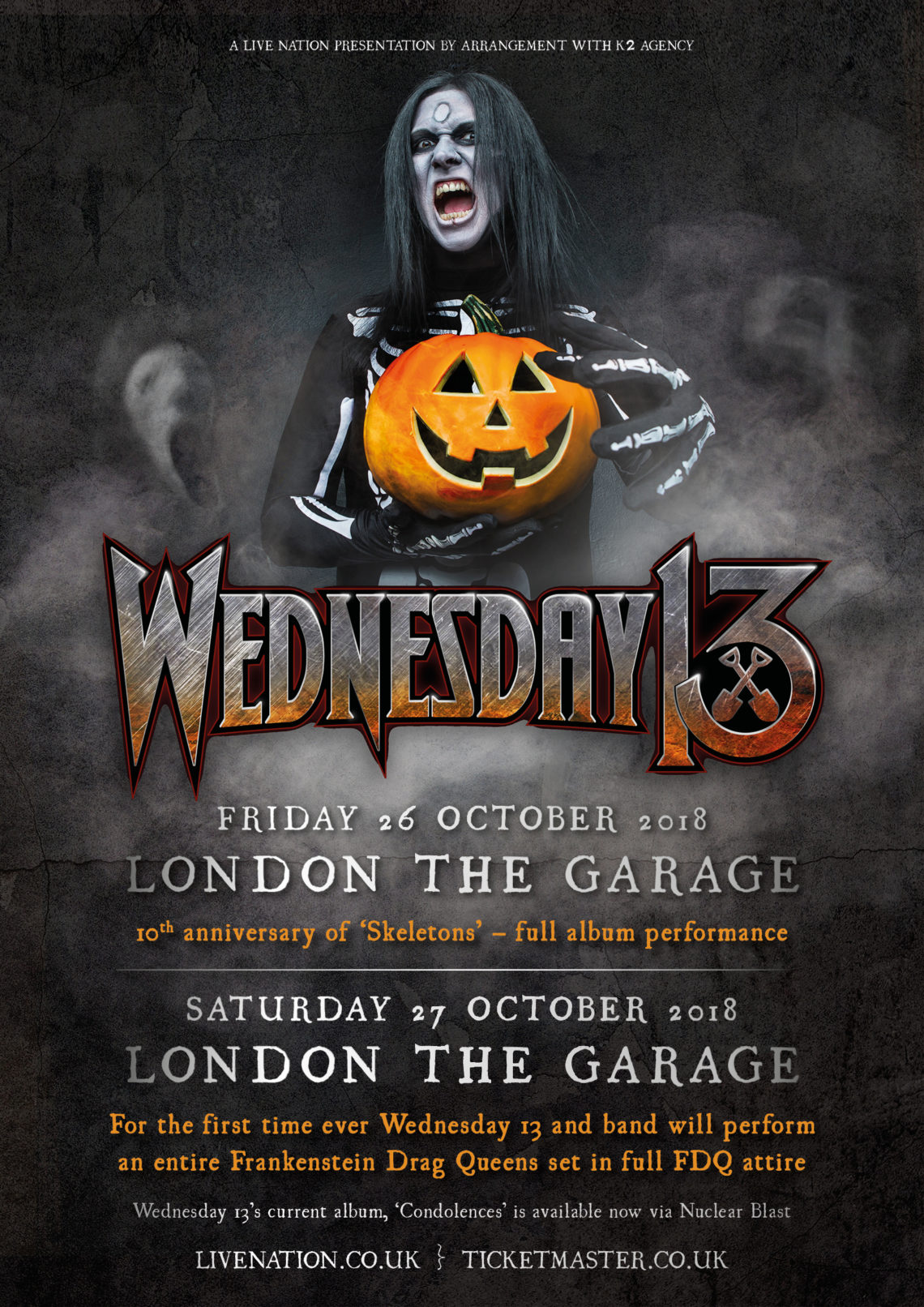 WEDNESDAY 13 announces annual UK Halloween shows All About The Rock