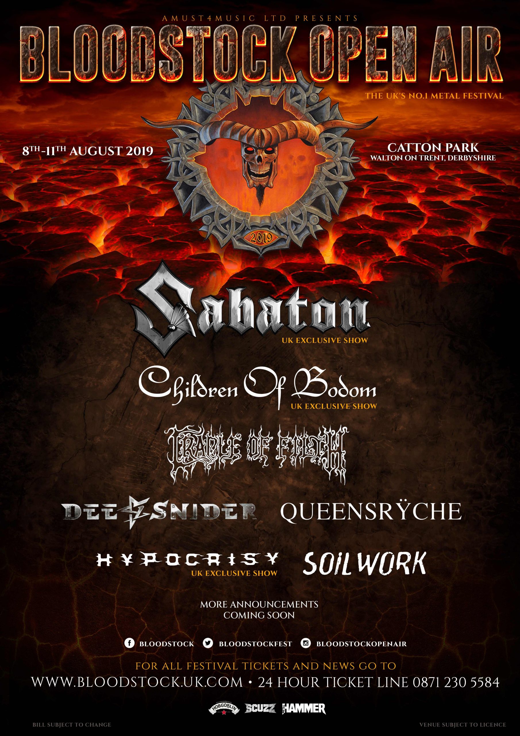 BLOODSTOCK announce 6 bands as an early Halloween treat! All About