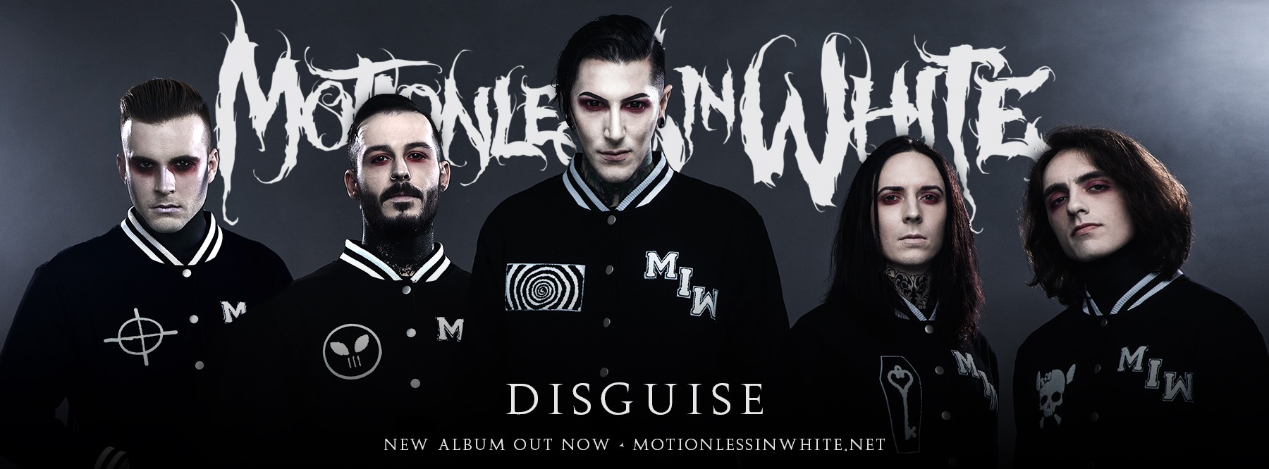 New number one. Motionless in White 2023. Группа Motionless in White. Motionless in White Disguise обложка. Motionless in White обложки альбомов.