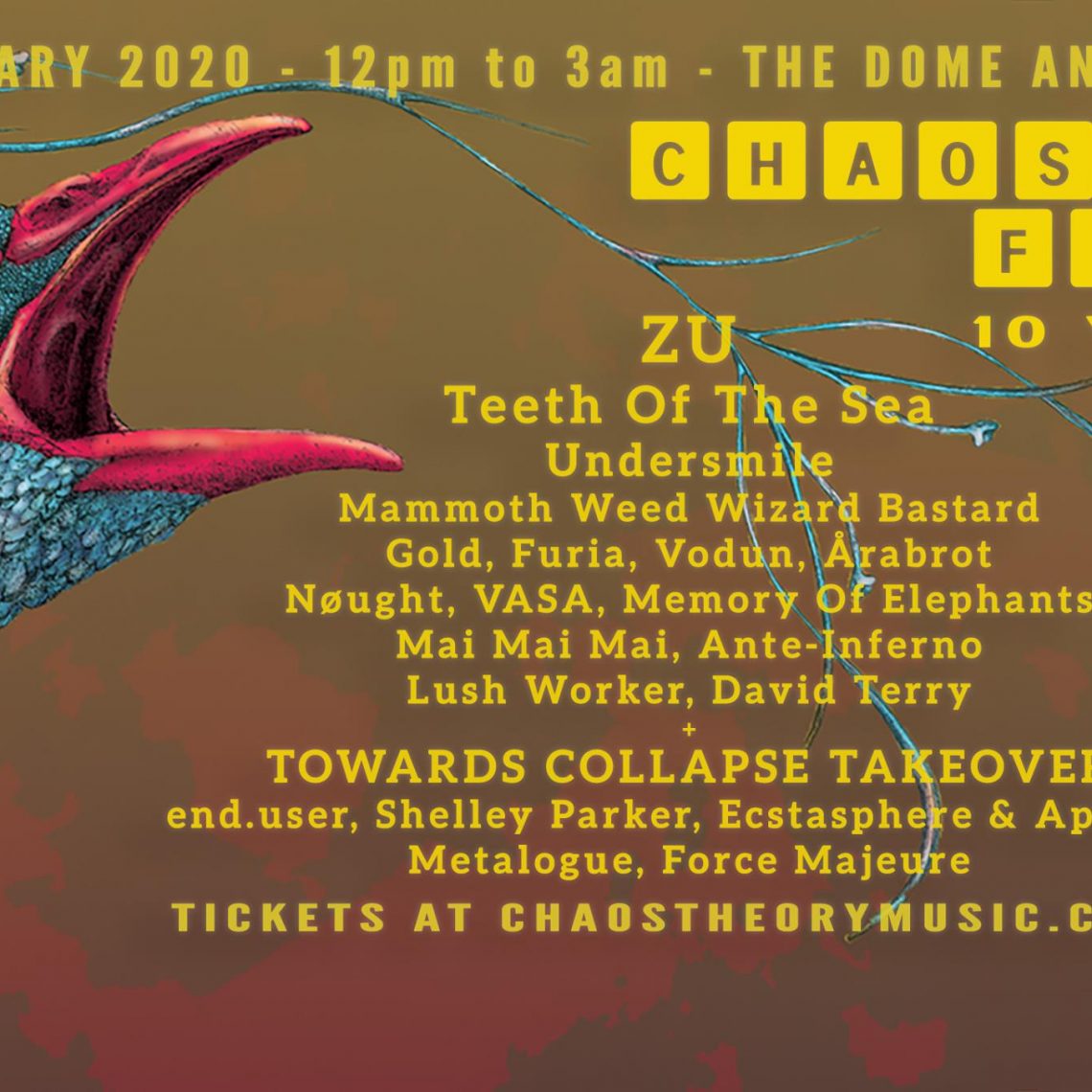 Chaos Theory Festival / 29th Feb / ZU, Teeth of the Sea, Årabrot, Gold, Mammoth Weed Wizard Bastard, Vodun, Undersmile + more