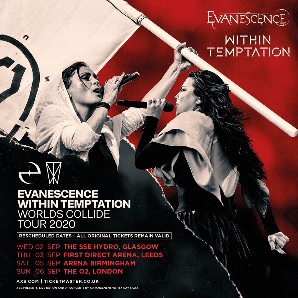EVANESCENCE & WITHIN TEMPTATION ANNOUNCE RESCHEDULED DATES FOR THEIR ‘WORLDS COLLIDE’ TOUR