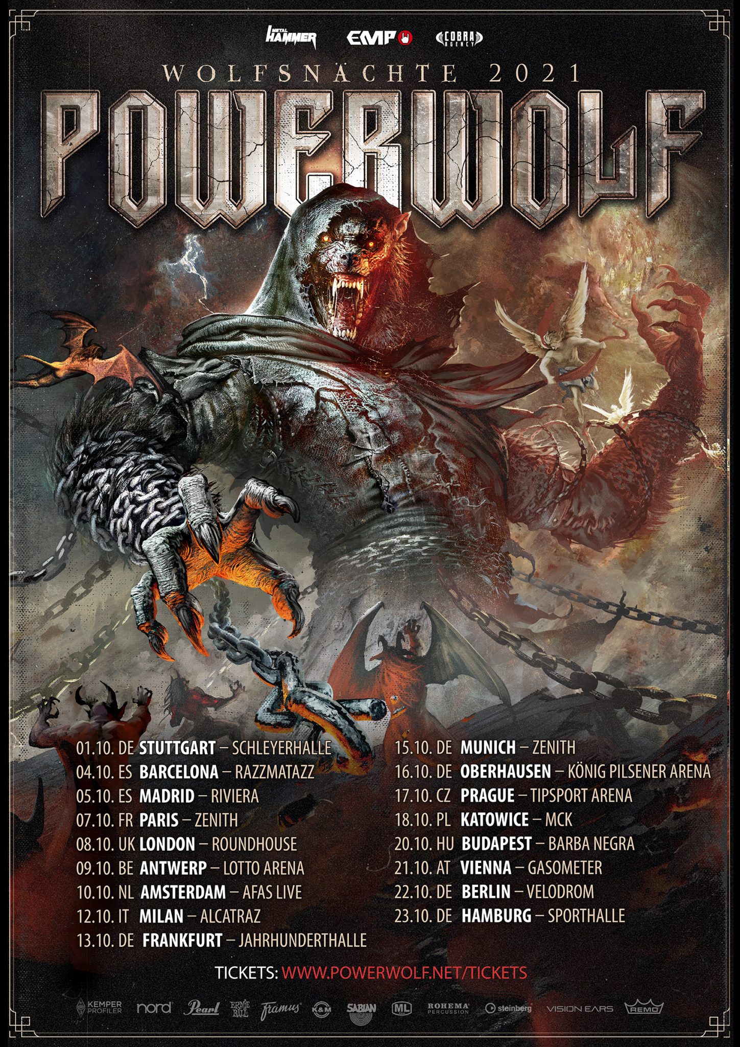 POWERWOLF Announces 2021 "Wolfsnächte" European Tour All About The Rock