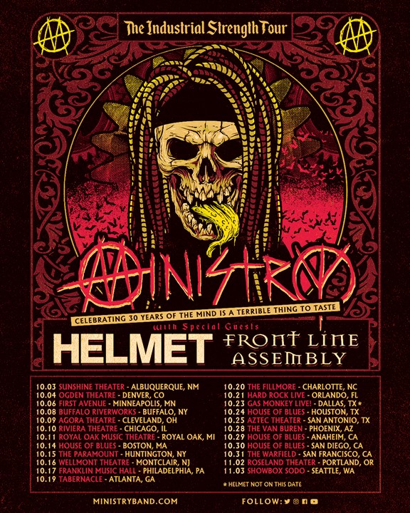 MINISTRY announces touring lineup for autumn USA dates + news on