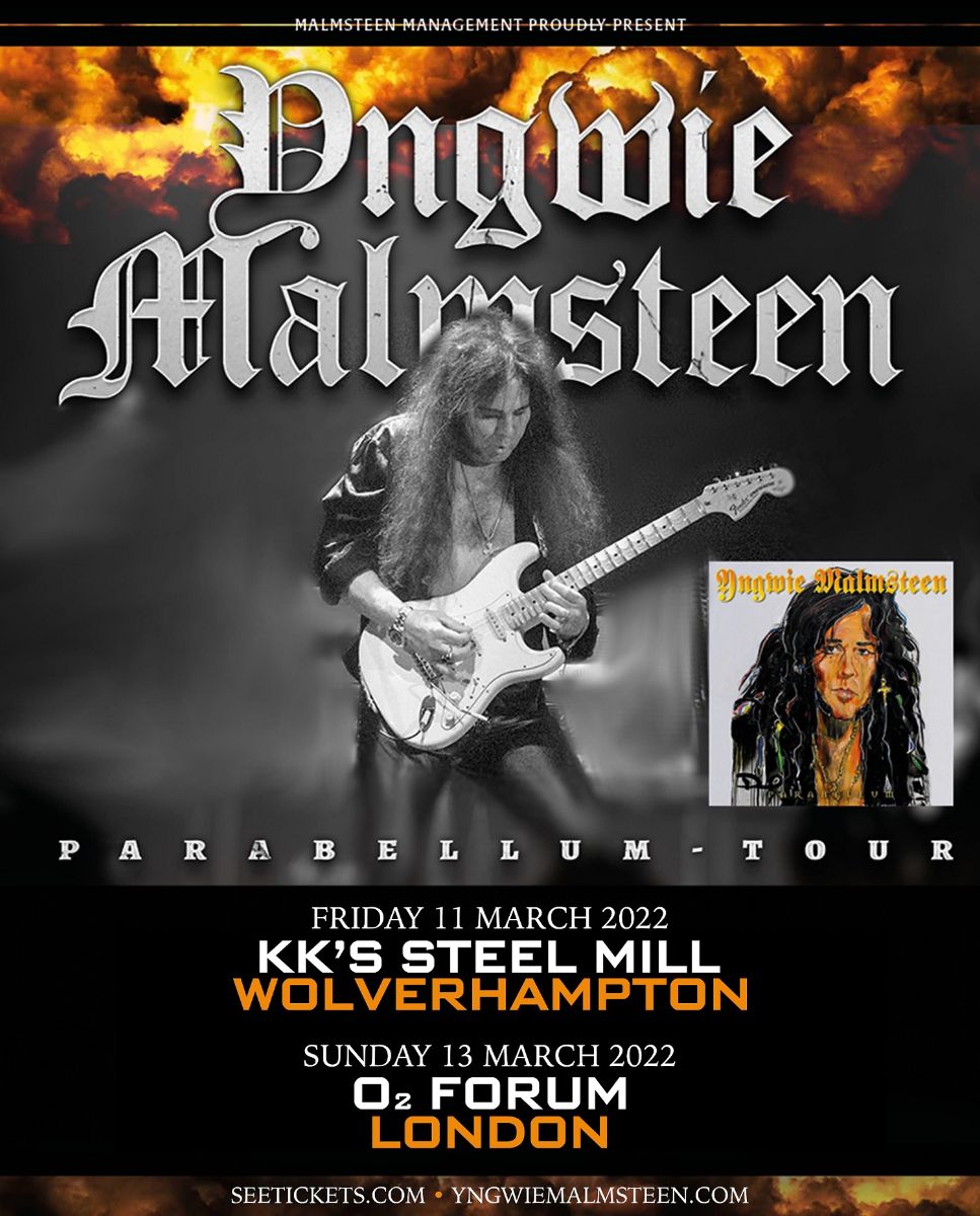 YNGWIE MALMSTEEN ANNOUNCES MARCH 2022 ‘PARABELLUM’ UK TOUR DATES All