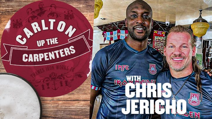 FOZZY’S CHRIS JERICHO AND WEST HAM UNITED’S CARLTON COLE TALK IRON MAIDEN AND WEST HAM AT THE CARPENTERS ARMS