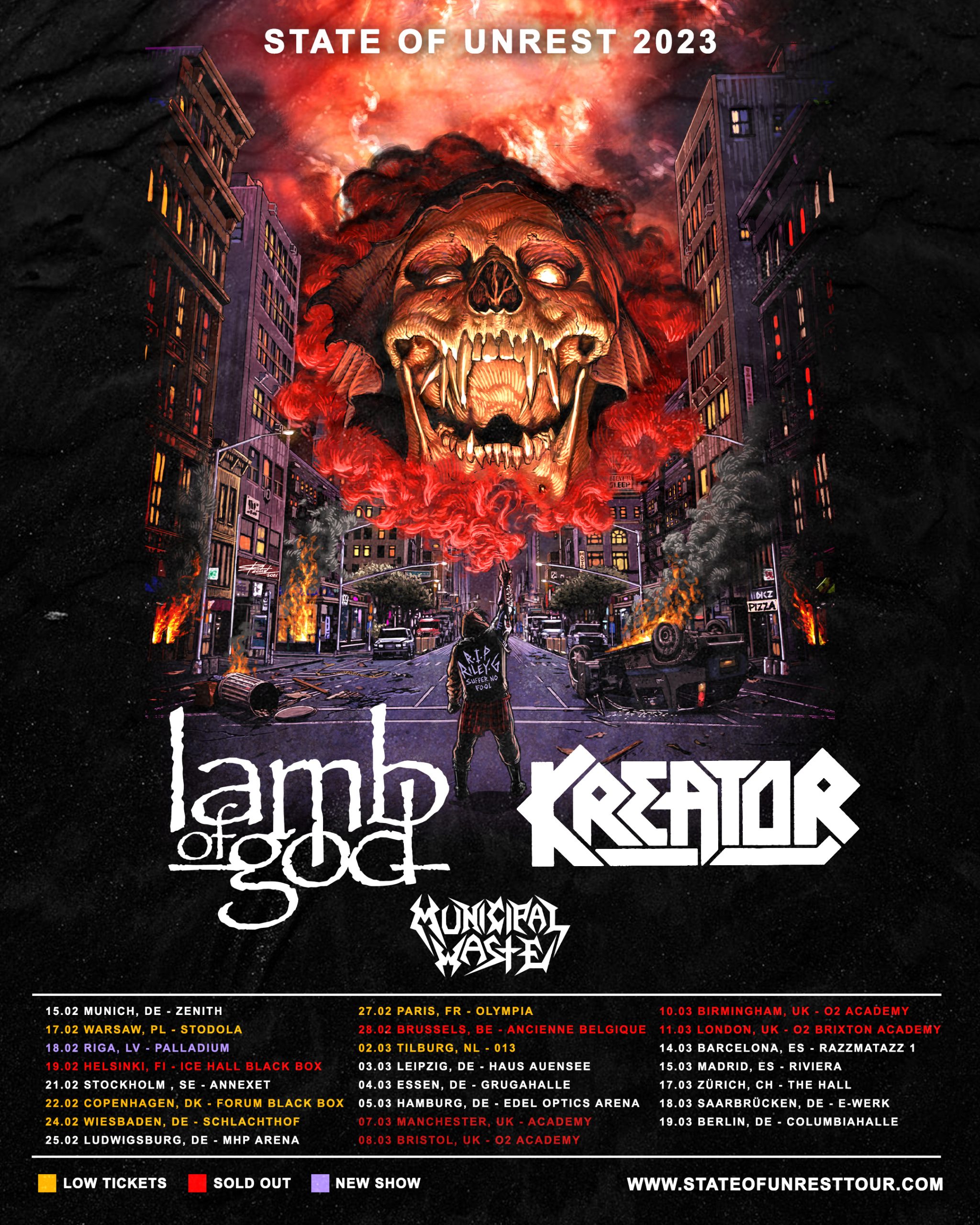 KREATOR + LAMB OF GOD ANNOUNCE MUNICIPAL WASTE AS 2023 EUROPEAN CO-HEADLINE  TOUR SUPPORT - All About The Rock