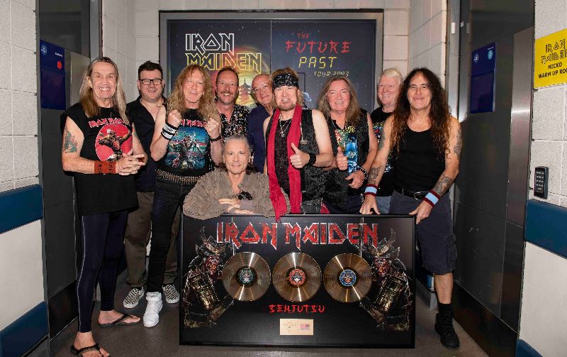 IRON MAIDEN PRESENTED WITH GOLD DISC BACKSTAGE AT LONDON’S O2 ARENA