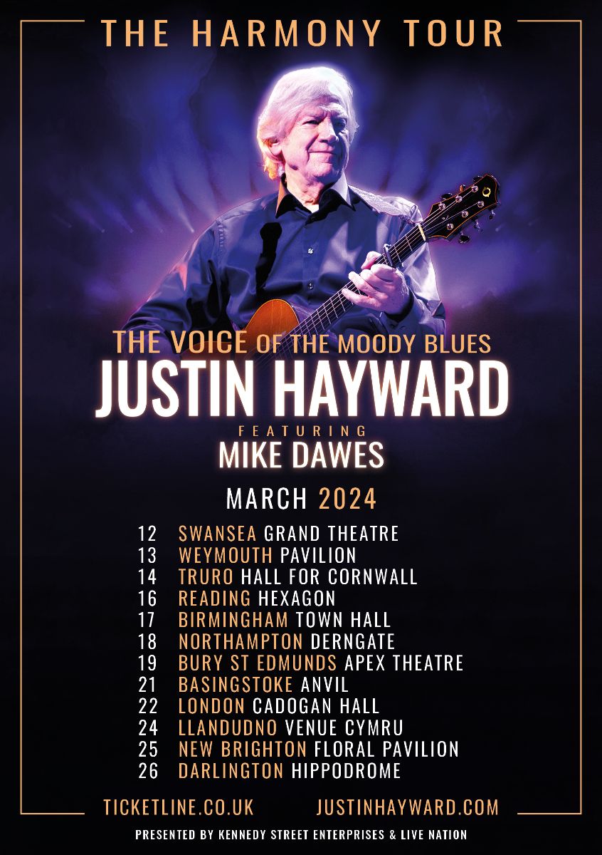 Justin Hayward ‘The Harmony Tour’ in 2024 from The Voice of Moody Blues