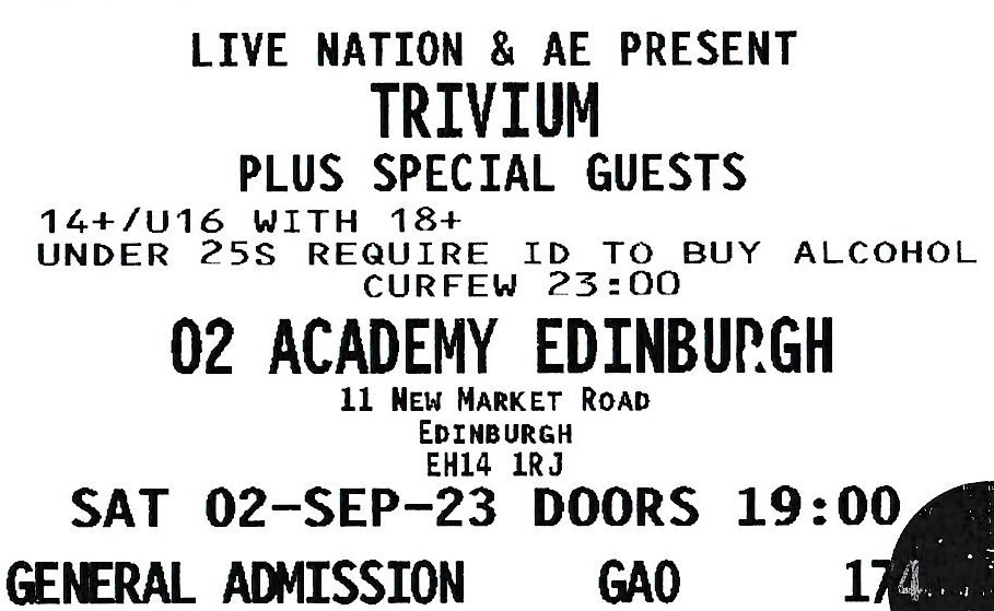 Trivium – O2 Academy – Edinburgh – Scotland 2nd September 2023